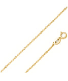 Sterling Silver Yellow Gold 2MM Diamond Cut Singapore Link Chain Necklace