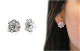 18k White Gold Plated Crystal Floral Stud Earrings