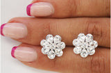 18k White Gold Plated Crystal Floral Stud Earrings