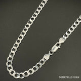 Sterling Silver 925 Curb Chain 5MM, 16"-24", Curb Link Chain Necklace, Italian Made Sterling Silver 925 Unisex Chain