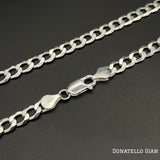 Sterling Silver 925 Curb Chain 5MM, 16"-24", Curb Link Chain Necklace, Italian Made Sterling Silver 925 Unisex Chain