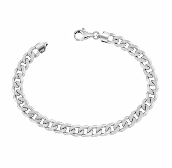 Donatello Gian, Chain Bracelet, 925 Sterling Silver Curb Link Chain Bracelet, Unisex, Italian Made Sterling Silver, Thick 8MM 8 Inch Bracelet