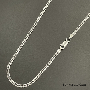 Sterling Silver 925 Double Curb Chain 2MM, 16"-24", Double Link Chain Necklace, Italian Made Sterling Silver 925 Unisex Chain