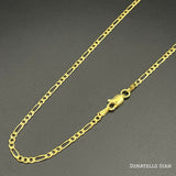 Sterling Silver 925 Figaro Link Chain 2.5MM, 16"-24", Figaro Chain Necklace, 14K Yellow Gold Plated Italian Made Sterling Silver 925 Unisex Chain