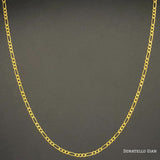 Sterling Silver 925 Figaro Link Chain 2.5MM, 16"-24", Figaro Chain Necklace, 14K Yellow Gold Plated Italian Made Sterling Silver 925 Unisex Chain