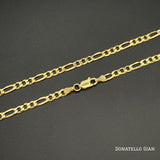 Sterling Silver 925 Figaro Link Chain 3.5MM, 16"-24", Figaro Chain Necklace, 14K Yellow Gold Plated Italian Made Sterling Silver 925 Unisex Chain