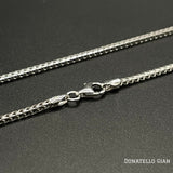 Sterling Silver 925 Round Franco Chain 1.7MM, 16"-24", Square Box Chain Necklace, Italian Made Sterling Silver 925 Unisex Chain