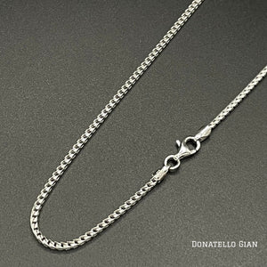 Sterling Silver 925 Round Franco Chain 1.7MM, 16"-24", Square Box Chain Necklace, Italian Made Sterling Silver 925 Unisex Chain