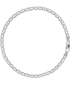 Donatello Gian Solid Sterling Silver Chain Link Anklet - 2 Sizes