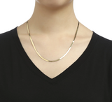 Solid Sterling Silver Yellow Gold Flashed Herringbone Necklace - 3 Lengths