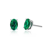 Sterling Silver Oval Cut Gemstone Stud Earrings - 5 Options