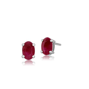 Sterling Silver Oval Cut Gemstone Stud Earrings - 5 Options