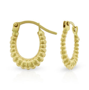 14K Yellow Gold Fancy Hoops