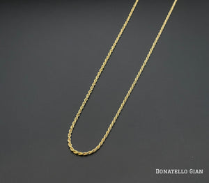 Sterling Silver 925 Diamond Cut Rope Chain 1.5MM, 16"-24", Braided Twisted Link Chain Necklace, 14K Gold Plated Italian Made Sterling Silver 925 Unisex Chain