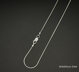 Sterling Silver 925 Round Snake Chain 1MM, 16"-24", Snake Chain Necklace, Italian Made Sterling Silver 925 Unisex Chain