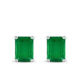 925 Sterling Silver Emerald Cut Gemstone Studs Earrings