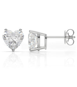 Sterling Silver Heart Cut Crystal Stud Earrings