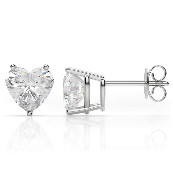 Sterling Silver White Topaz Heart Cut Crystal Stud Earrings