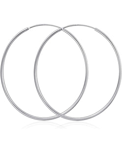 Donatello Gian 925 Sterling Silver Endless Hoop Earrings, Earrings for Women Girls & Men, Cartilage Endless Large Hoops Hypoallergenic 925 Sterling Silver