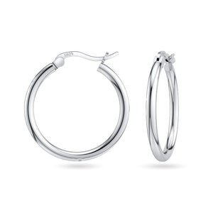 925 Sterling Silver Hoop Earrings - 3 Size Options