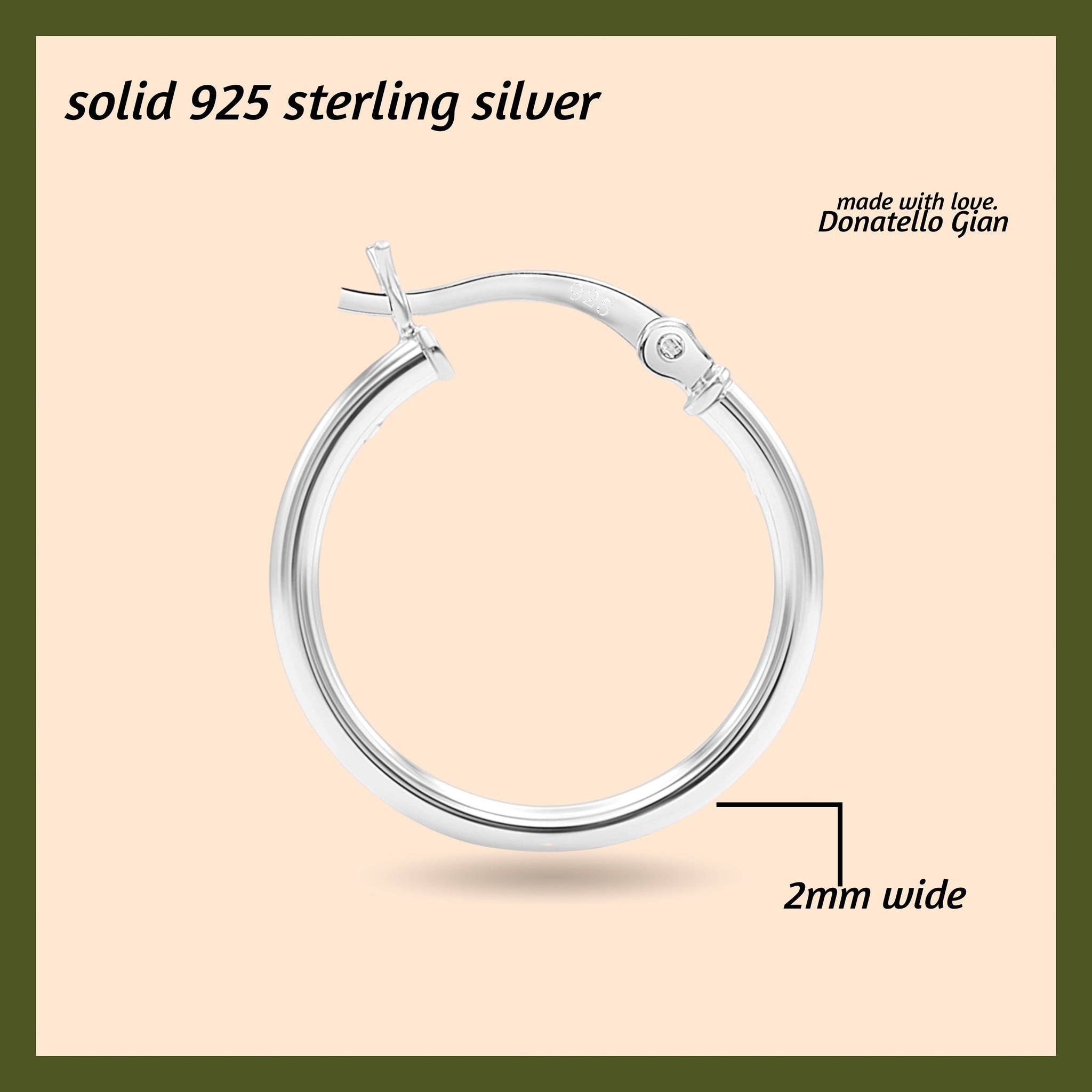 925 Sterling Silver Hoop Earrings - 3 Size Options – Donatello Gian