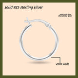 925 Sterling Silver Hoop Earrings - 3 Size Options