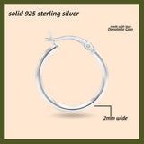 925 Sterling Silver Classic French Lock Hoop Earrings, 15mm-20mm, Hypoallergenic, Perfect for Men Women and Girls