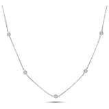 Solid Sterling Silver Round Cut Station Necklace
