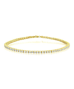 Solid 14K Yellow Gold Swarovski Crystal Tennis Bracelet
