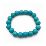 Genuine Turquoise Ball Stretch Bracelet